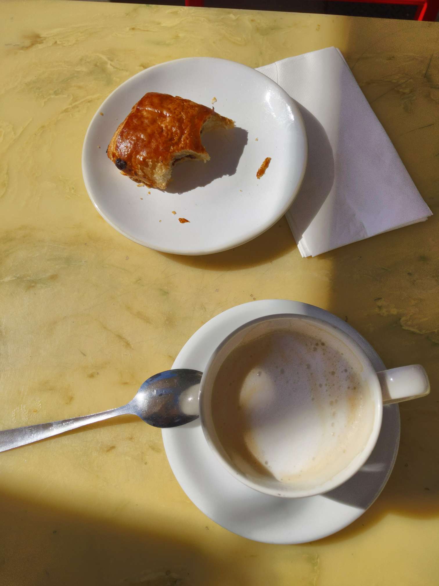 Cafe au lait with pain au chocolat